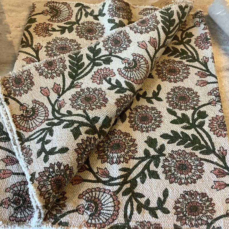 Løper grønn/rosa blomster